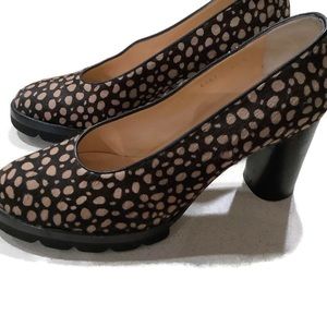 Vintage Walter Steiger Pony Hair Animal Print Platform Pumps Size 8.5